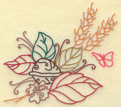 Embroidery Design: Leaves wheat and nuts large 4.93w X 4.43h