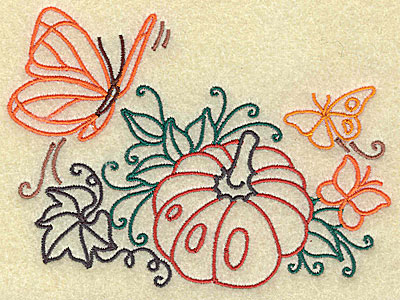 Embroidery Design: Butterflies and pumpkin large 4.95w X 3.68h