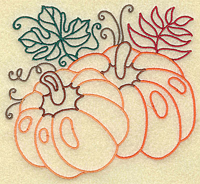 Embroidery Design: Pumpkins and leaves large 4.94w X 4.59h