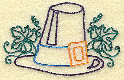 Embroidery Design: Pilgrim hat 3.66w X 2.36h
