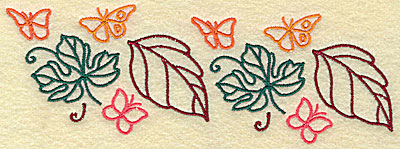 Embroidery Design: Butterflies and leaves 6.94w X 2.30h