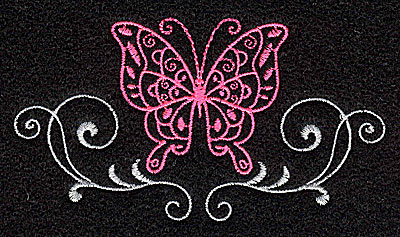 Embroidery Design: Butterfly Swirl J3.78w X 2.06h
