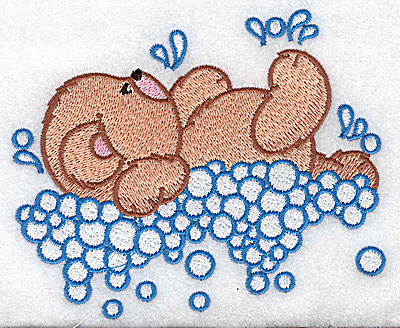 Embroidery Design: Baby bear swimming on back large 4.98w X 4.10h