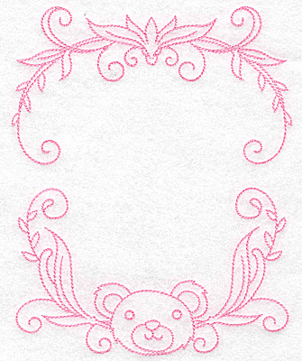 Embroidery Design: Monogram frame with teddy bear large 5.57w X 6.97h