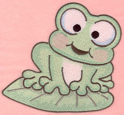Embroidery Design: Frog sitting on lily pad large5.88w X 5.43h