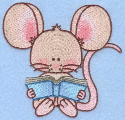 Embroidery Design: Mouse with book large5.00w X 4.65h