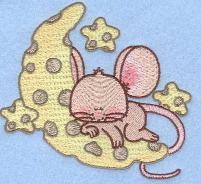 Embroidery Design: Mouse on moon large5.00w X 4.50h