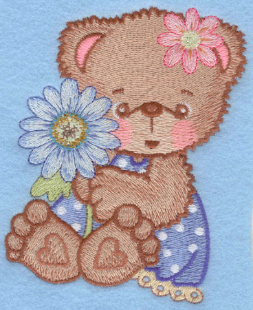 Embroidery Design: Bear in Polka dot dress large4.09w X 5.00h