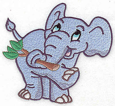 Embroidery Design: Elephant with tree branch large 4.98w X 4.59h
