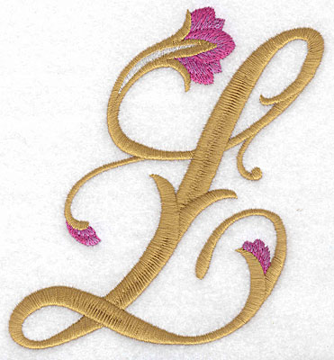 Embroidery Design: L Floral large 4.69w X 4.95h