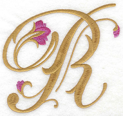 Embroidery Design: R Floral large 5.43w X 4.68h