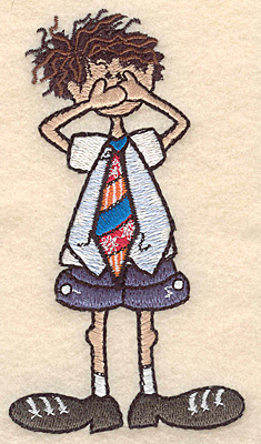 Embroidery Design: Boy speak no evil large 2.78"w X 4.99"h