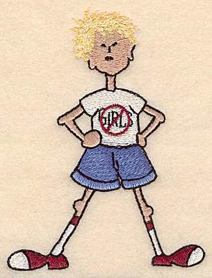 Embroidery Design: Boy no girls large 3.72"w X 4.99"h