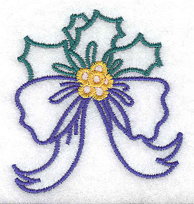 Embroidery Design: Christmas bow with holly 2.34w X 2.51h
