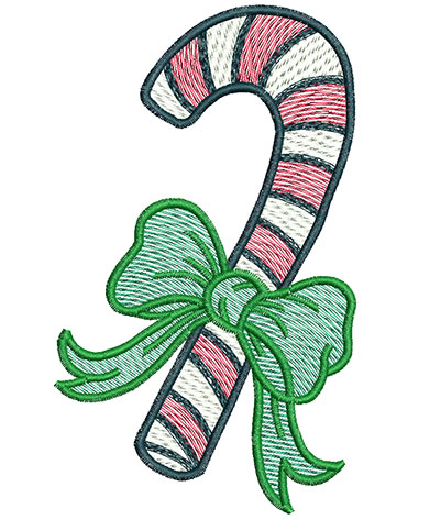 Embroidery Design: Candy cane with ribbon 3.07w X 5.19h