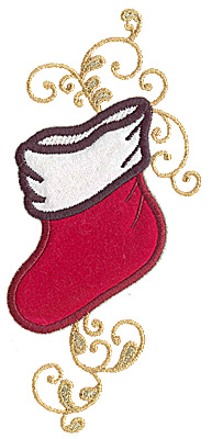 Embroidery Design: Christmas stocking double applique 6.99w X 3.14h