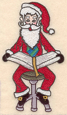 Embroidery Design: Santa reading book large2.80 X 4.99h