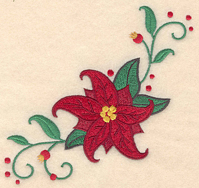 Embroidery Design: Poinsetta swirl large 5.06w X 4.97h