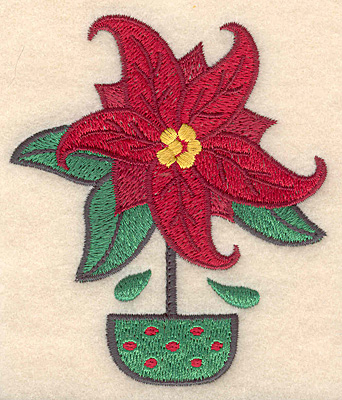 Embroidery Design: Poinsetta in pot 3.26w X 3.83h