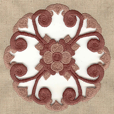 Embroidery Design: Floral swirl cutwork large 4.97w X 4.97h
