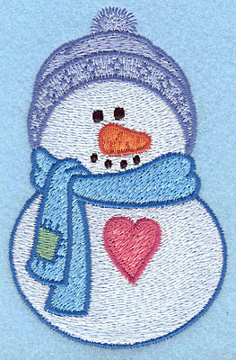 Embroidery Design: Snowman with heart large4.16"Hx2.70"W