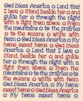 Embroidery Design: American song large  7.76"h x 6.24"w