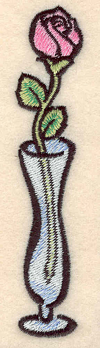 Embroidery Design: Rose in vase large 1.00w X 4.82h