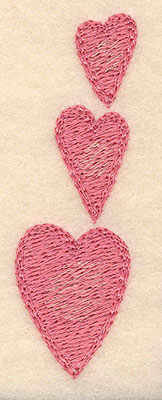 Embroidery Design: Heart trio large2.94"H x 0.92"W