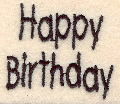 Embroidery Design: Happy birthday large1.91"H x 2.18"W