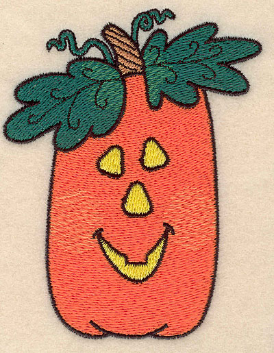 Embroidery Design: Pumpkin with happy face 3.39"w X 4.27"h