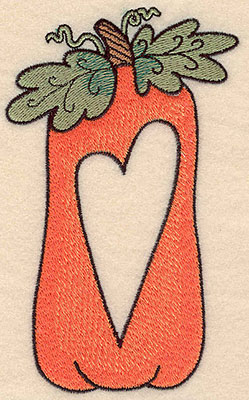 Embroidery Design: Pumpkin with heart open 3.39"w X 5.63"h