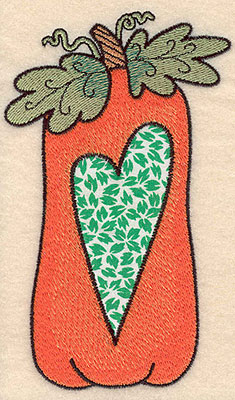 Embroidery Design: Pumpkin with heart applique 3.39"w X 5.63"h