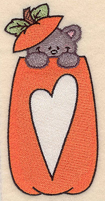 Embroidery Design: Pumpkin with kitten heart filled 2.98"w X 6.17"h