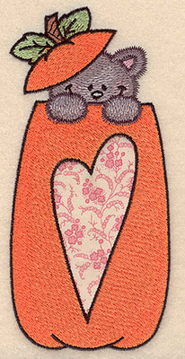 Embroidery Design: Pumpkin with kitten applique 2.98"w X 6.17"h