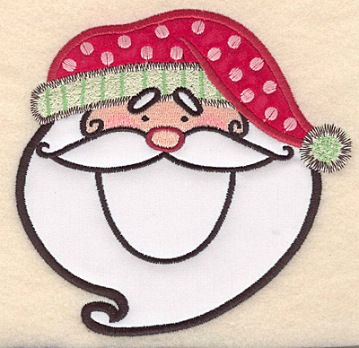 Embroidery Design: Santas face double applique5.00"H x 5.14"W