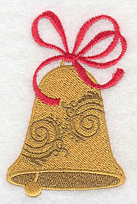 Embroidery Design: Christmas Bell with bow 2.11w X 3.29h