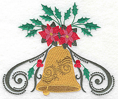 Embroidery Design: Poinsettas on bell 5.28w X 4.43h