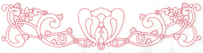 Embroidery Design: Redwork border design C large 9.77w X 2.35h