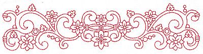 Embroidery Design: Redwork border design I large 9.65w X 2.32h
