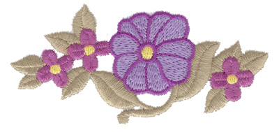 Embroidery Design: Floral design E 3.87w X 1.81h