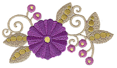 Embroidery Design: Floral design F 3.85w X 2.23h