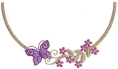 Embroidery Design: Floral Butterfly Neckline G large 10.04w X 5.81h