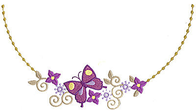Embroidery Design: Floral Butterfly Neckline I large 10.02w X 5.59h