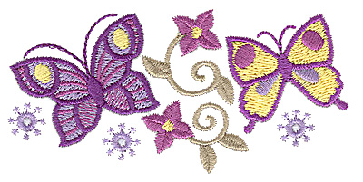 Embroidery Design: Floral Butterfly design J 3.88w X 1.87h