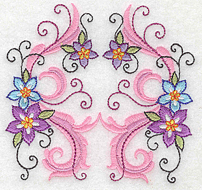 Embroidery Design: Delicate Floral design F small 3.85w X 3.71h