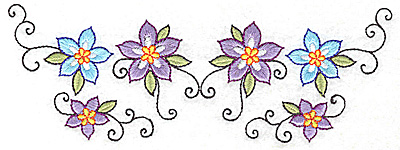 Embroidery Design: Flowers and swirls 6.85w X 2.46h