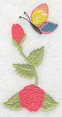 Embroidery Design: Rose and Butterfly 1.97w X 3.84h