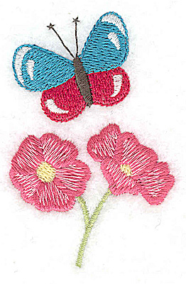 Embroidery Design: Butterfly and flower 1.99w X 3.03h