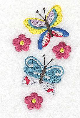 Embroidery Design: Flowers and butterflies 1.52w X 2.69h