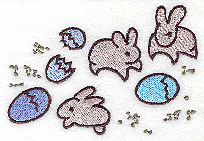Embroidery Design: Bunnies and eggs small 4.88w X 3.41h